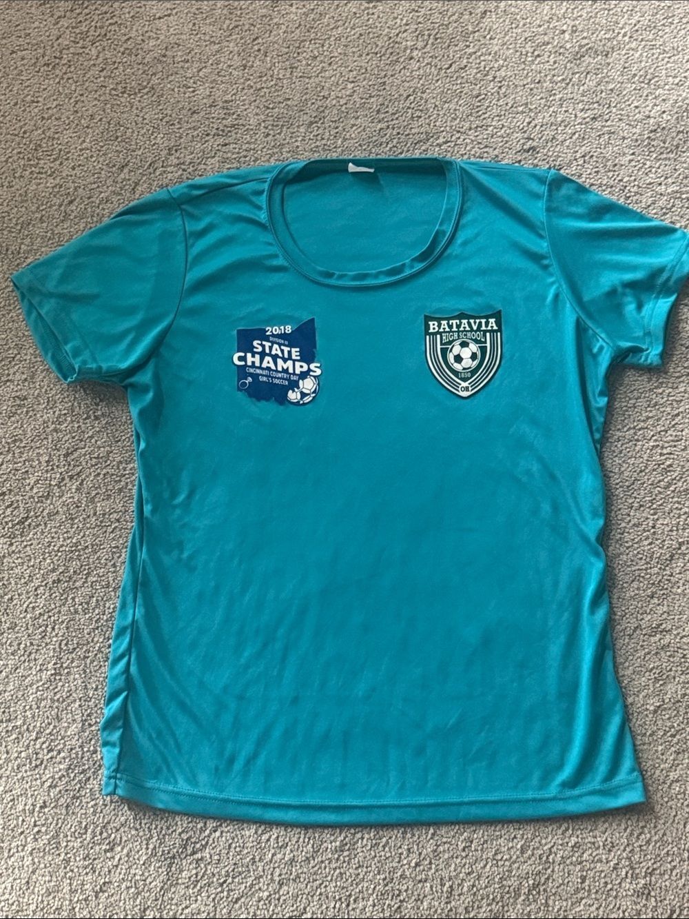 Sport-Tek Teal Unisex Youth Soccer State Champs Jersey!